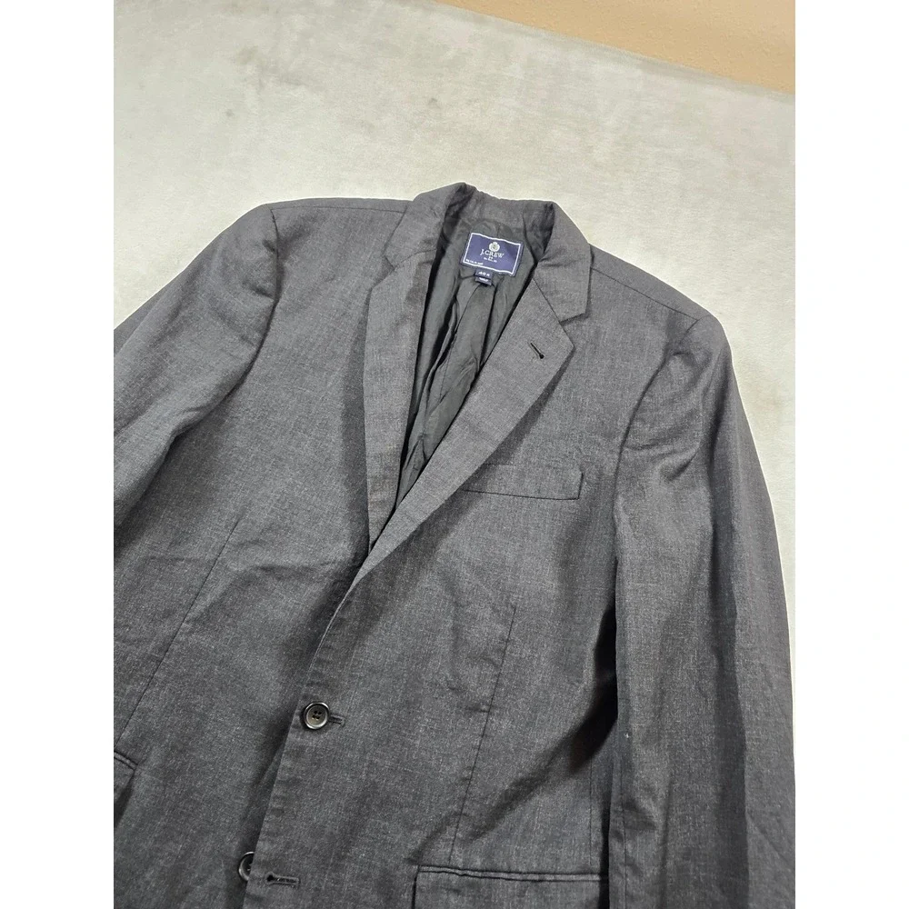 J.Crew Blazer Men 40R Charcoal Gray Wool Blend Two Button Sport Coat Suit Jacket